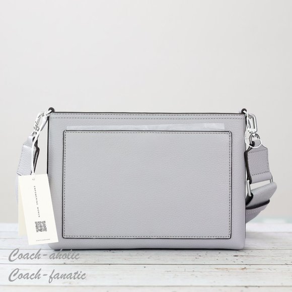 NWT Tory Burch Blake Swingpack Leather Crossbody Bag in Bay Gray - Picture 7 of 11